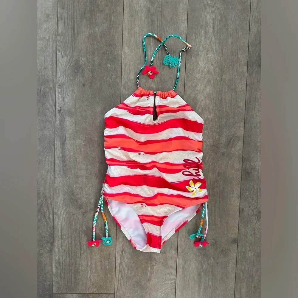 New Big Chill Tropical Vibrant One-Piece Swimsuit Size 7/8 Little Girls